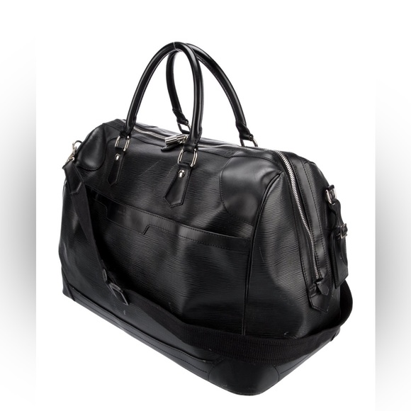 Louis Vuitton Black Epi Bourget Travel Duffel Bag Luggage Weekender Carry-On - Picture 4 of 6